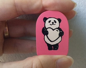 Cute Panda Stamp - Kodomo no Kao - Heart Panda