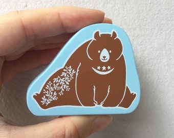 Bear Stamp - Large Stamp - Woodland Stamp - Kodomo no Kao