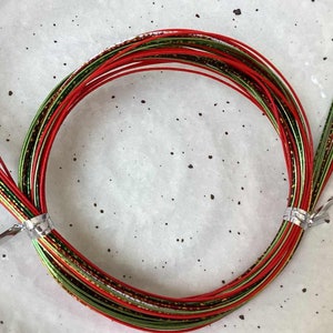 Red, Green and Shiny Speckled Mizuhiki Cords - 20 Cords - 90cm length cords