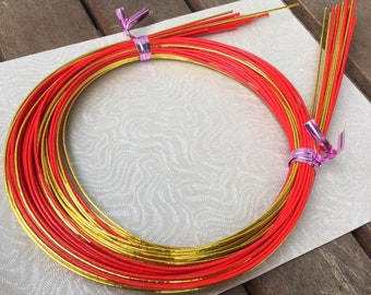 Red and Gold Mizuhiki Cords - 20 Cords - 90cm length cords - Reference 37