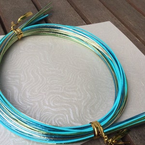 Gold, Green, Aqua and Blue Mizuhiki Cords - 20 Cords - 90cm length cords