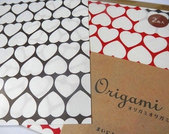 Origami Paper Hearts Modern Origami Sheets With Folding Instructions ( 20 sheets total - 10 in red 10 in black )