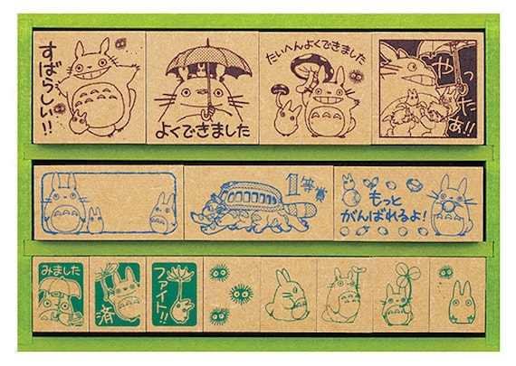 Totoro Stamp Set in Wooden Box 15 Stamps - Etsy