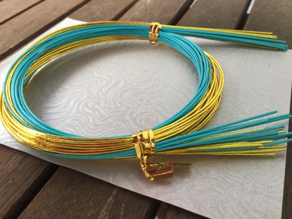 Aqua Blue and Gold Mizuhiki Cords 20 Cords 90cm Length Cords 