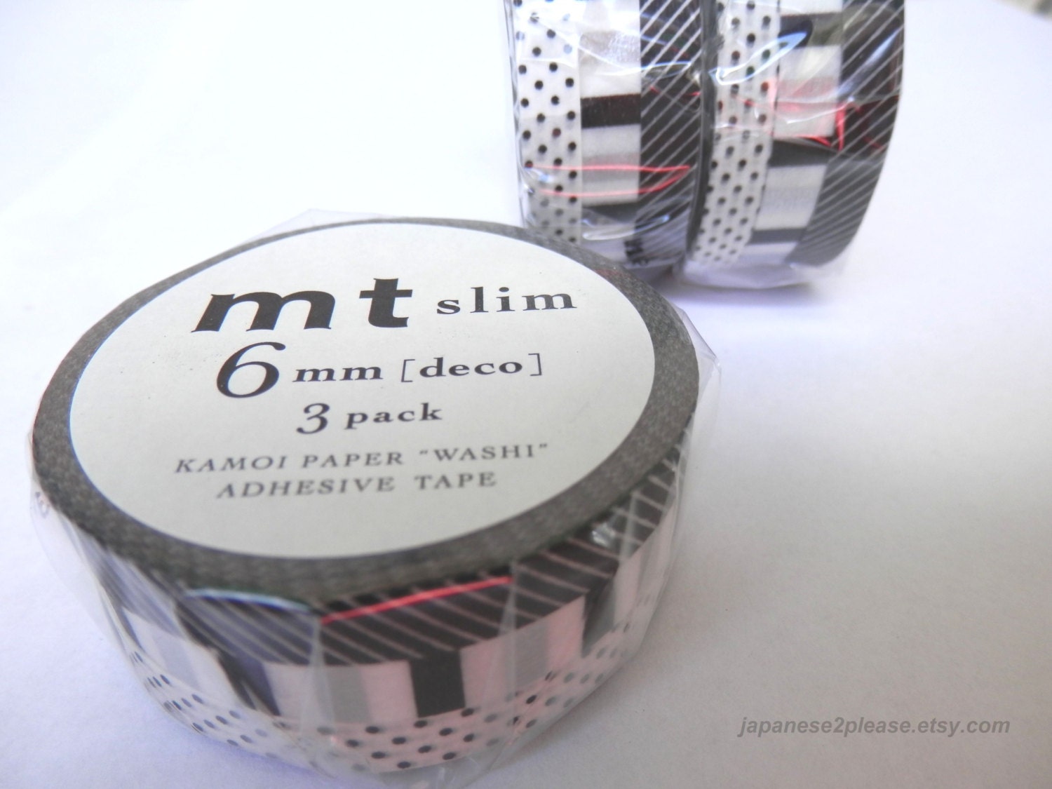 MT Slim K 6mm Matte White Washi Masking Tape - Set of 3 Rolls