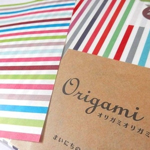 Striped Origami Paper Sheets With Folding Instructions ( 20 sheets total - 10 in each design )