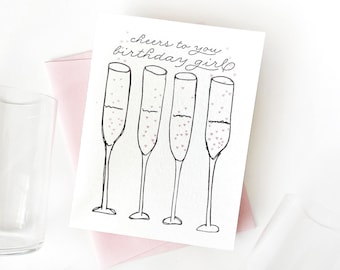 Cheers Birthday Girl - Letterpress Birthday Greeting Card