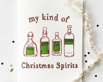 Letterpress Holiday Card - Christmas Spirits