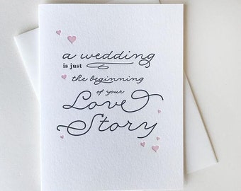 Letterpress Wedding Marriage Congratulations card - Love Story