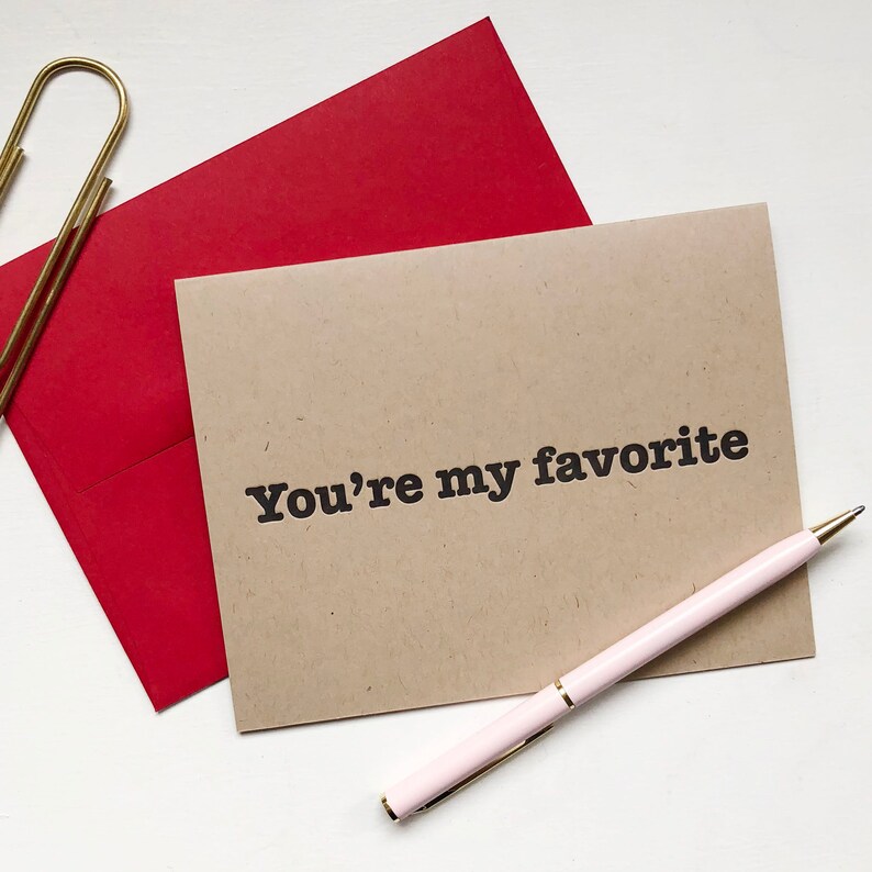 Letterpress Valentine Card You're My Favorite | Etsy