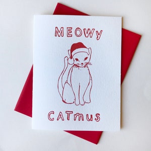 Meowy Catmus - Cartão de Natal com estampa tipográfica