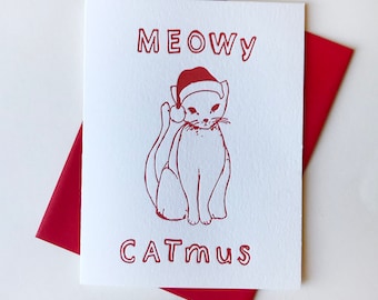 Letterpress Holiday Card - Letterpress kerstkaarten - Meowy Catmus