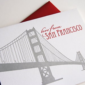 Love from the San Francisco Bridge - regionale wenskaart boekdruk