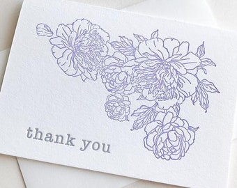 Lavender Peony Thanks - Single card