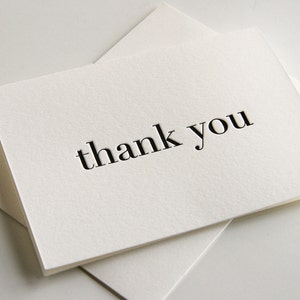 Letterpress Thank You Card - Plain Thanks Black Boxed set of 6