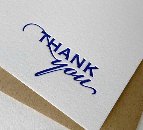 Letterpress Stationery Set Thank You cards Royal Blue 10 Etsy