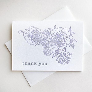 Merci pivoine lavande - Merci typographique Carte de vœux