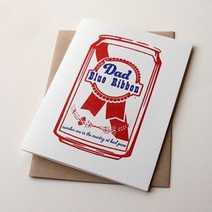 Blue Ribbon Dad - Cartão de felicitações para o Dia dos Pais em impressão tipográfica