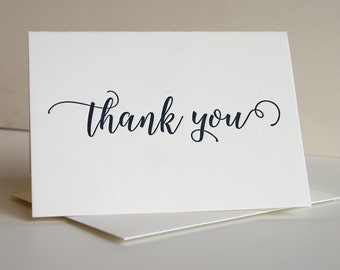 Letterpress Thank You Card - Navy Thanks