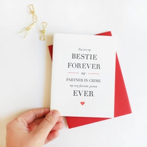 Besties Forever - Letterpress Freundschaft, Liebe und Valentinstagskarte