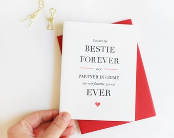 Besties Forever - Letterpress Friendship, Love and Valentine's Greeting Card