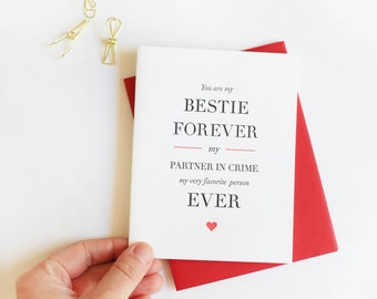 Letterpress Friendship card - Love card - Besties Forever