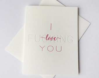 Letterpress Funny Love e San Valentino - F*ing Love