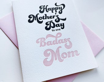 Badass Mom - Letterpress Mother's Day card