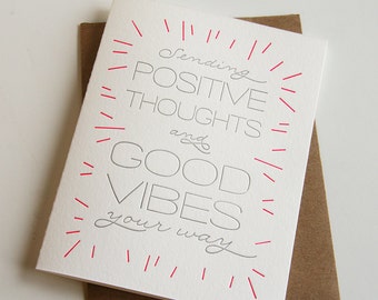 Letterpress Sympathy and Encouragement Card - Good Vibes