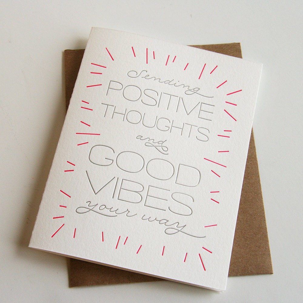 Letterpress Sympathy and Encouragement Card - Good Vibes - Etsy
