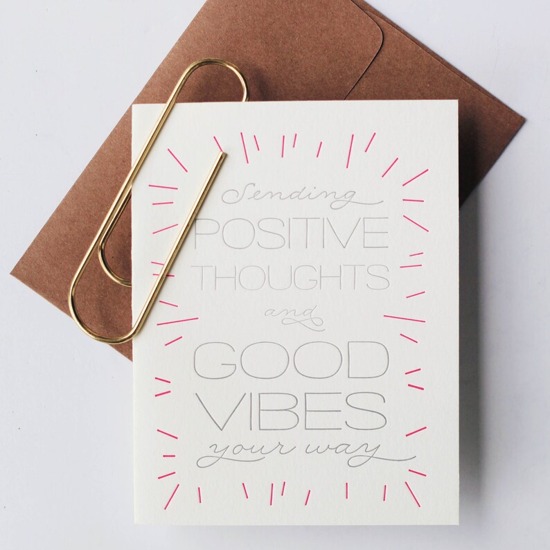 Letterpress Sympathy and Encouragement Card Good Vibes image 3