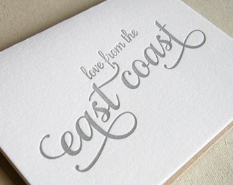 Letterpress Greeting card - Regional Love from the East Coast