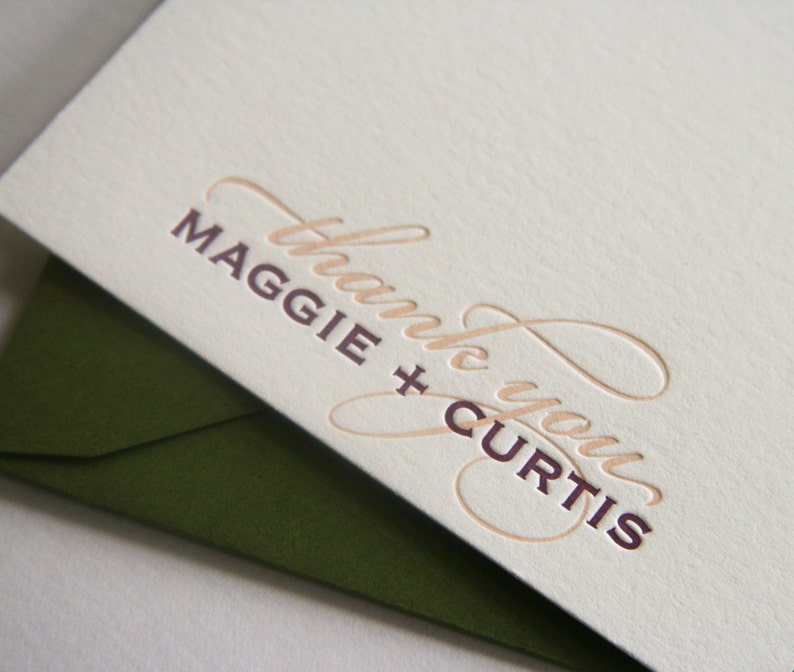 Letterpress Wedding Thank You card fifty cards 2color