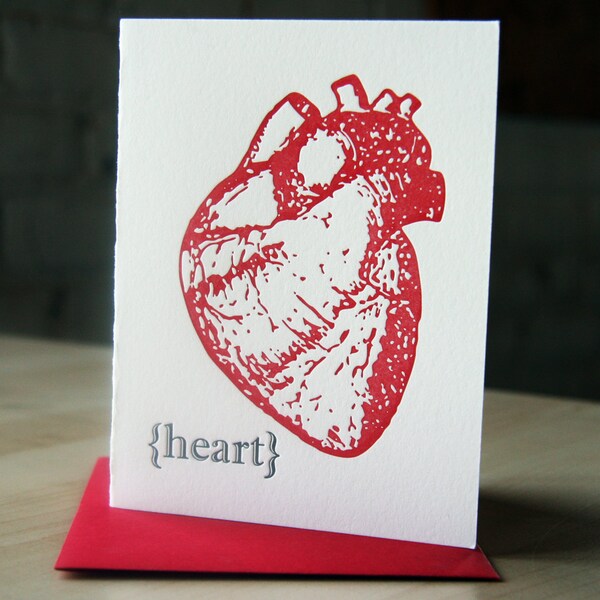 SALE - Letterpress Love/Valentine's Day Card/Anniversary card - Anatomical Heart