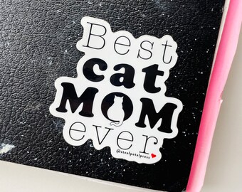 Cat Mom Typographic Die-Cut Sticker