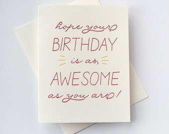 Letterpress Birthday Card - Birthday Awesome