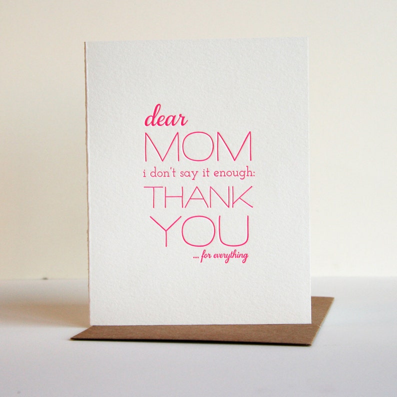 Mom Thanks Letterpress Mother's Day Greeting Card image 3