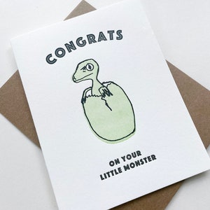 Kleines Monster - Letterpress Baby Glückwunschkarte