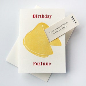 Letterpress Birthday Card Fortune Cookie birthday Laughter Fun image 1