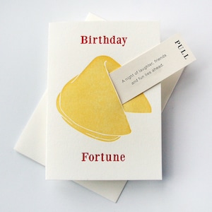 Letterpress Birthday Card Fortune Cookie birthday Laughter Fun image 1