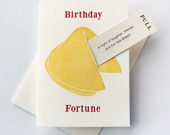 Letterpress Birthday Card - Fortune Cookie birthday - Laughter Fun