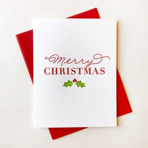 Frohe Weihnachten Holly - Letterpress Urlaub Weihnachtskarte