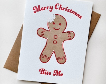 Letterpress Christmas Card Letterpress Holiday Cards - Bite Me