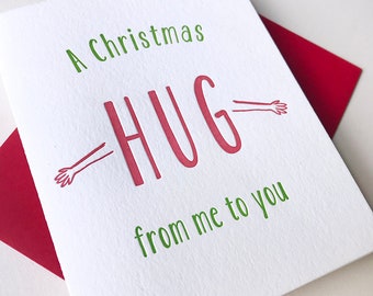 Letterpress Christmas Card Letterpress Holiday Cards - Chistmas Hug
