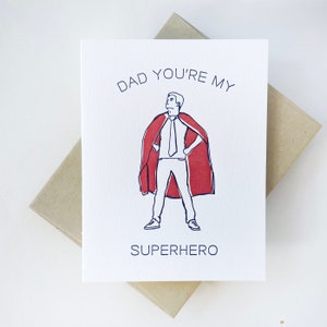 Pai super-herói - Cartão de felicitações para o Dia dos Pais em impressão tipográfica