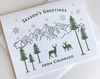 Letterpress Holiday Card-Season es Grüße Colorado