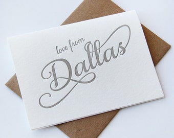 Letterpress Greeting card - Regional Love from Dallas