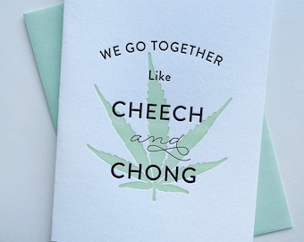 Letterpress Valentine's Day Love card - Cheech and Chong