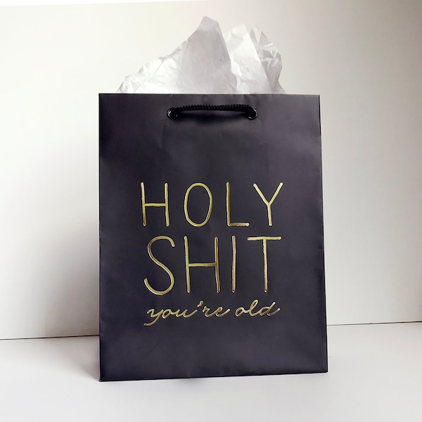 Holy Shit Old Gift Bag - Metallic Foil-Stamped Gift Bag