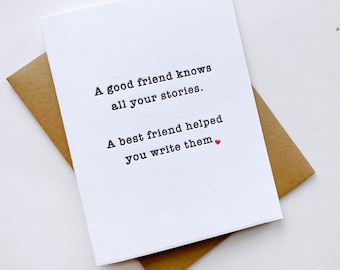 Letterpress Love and Friendship card - Friend Stories